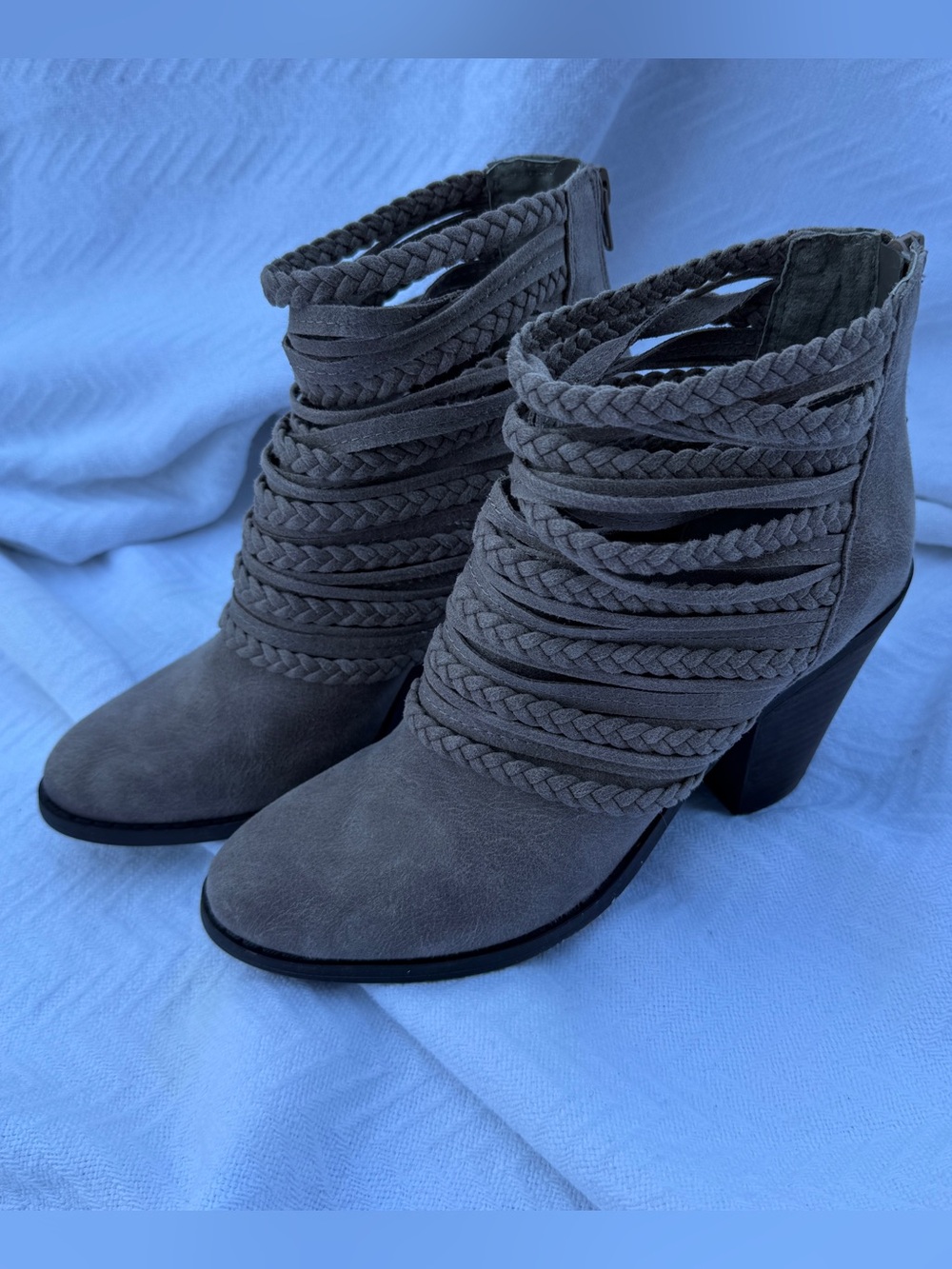 Fergie Braided Faux Suede Ankle Booties